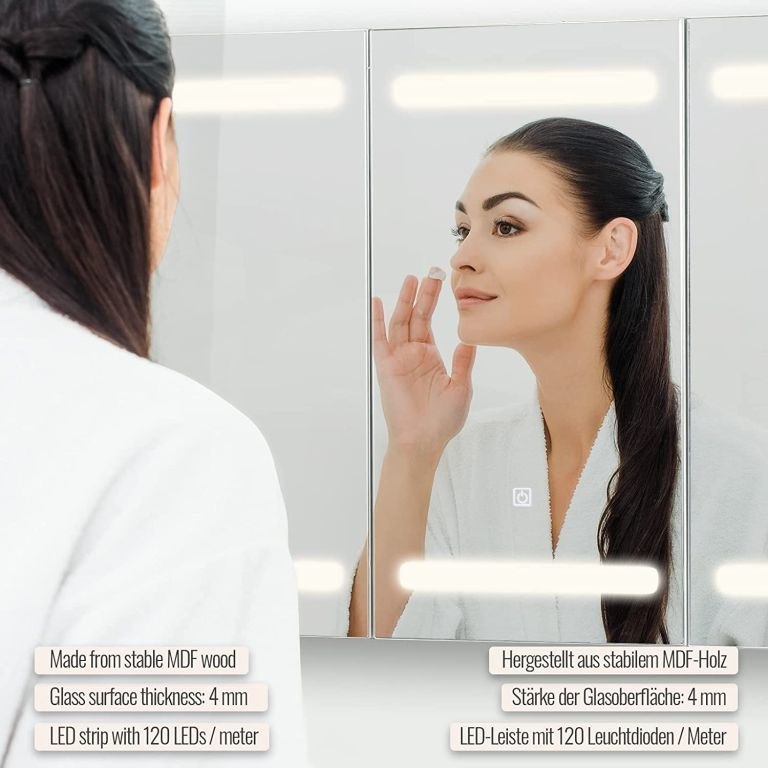 MIADOMODO Szafka z lustrem z oświetleniem LED, 100 x 60 cm